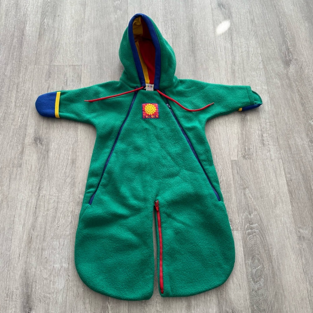 Vintage 90s Gymboree Rainbow Tag Layette Newborn Outfit Retro Fleece Hooded